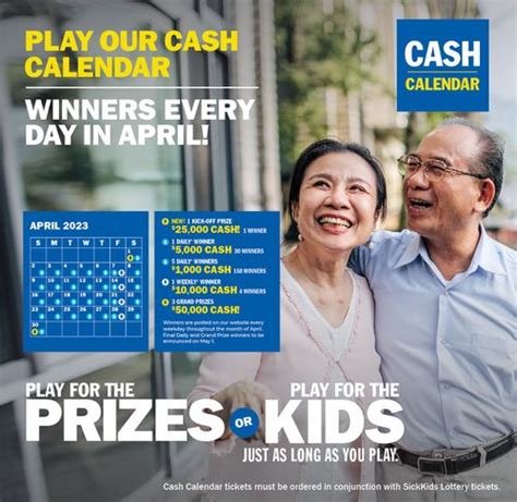sickkids lottery 2023 calendar|2023 CASH CALENDAR WINNERS .